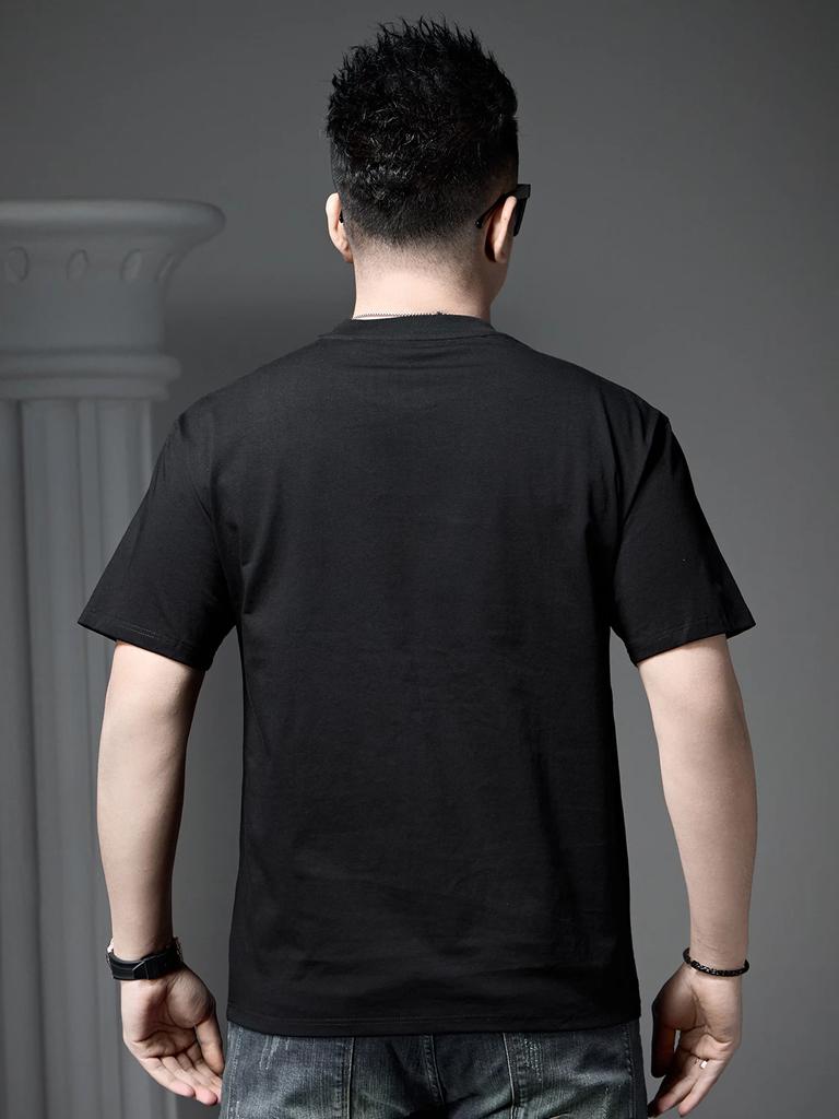 European Trendy Brand Pure Cotton Short-Sleeve T-Shirt for Men, Summer 2026 New Fashion Embroidered Tee, Half-Sleeve Top, Base Shirt