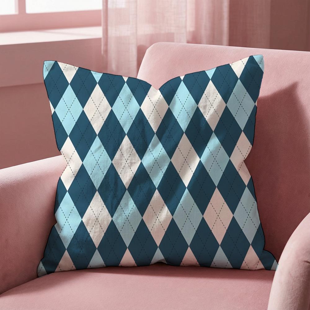 Argyle Texture Cushion Cover MultiScene Pillow Cover for Home Car Reversible Soft Durable for Daily Use
