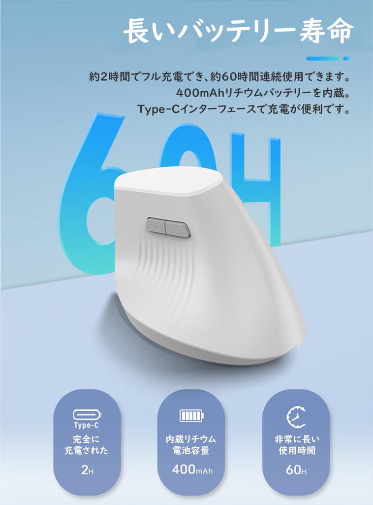 Ergonomic Wireless Dual Cordless Mouse for and Smartphones Mouse, 2.4G/Bluetooth Mode, Rechargeable, Lightweight, Silent, Laptops, PCs, Tablets,