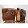 Leather Motorcycle Saddle Bags Two Brown Leather Side Pouch Panniers Real Goat