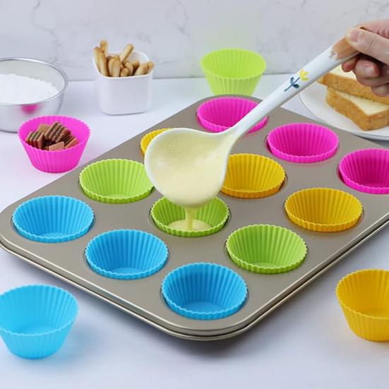 Silicone Cupcake Liners Reusable Cupcake Muffin Baking Cups High Temp Resistant Food Grade Cake Mold Gift for Baking Enthusiasts