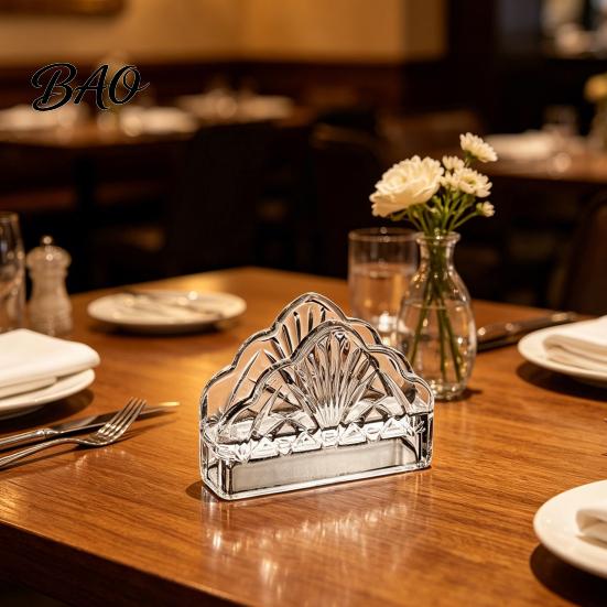 Business Card Holder Tissue Holder, Crystal Glass Modern Style, Durable Scratch-Resistant Napkin Dispenser Organizer, for Restaurant Napkins