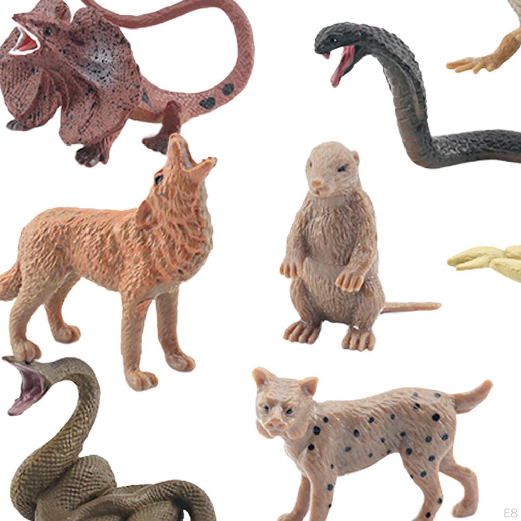 12 шт., мини-фигурки диких животных, набор фигурок, модель, украшение для рабочего стола, реалистичное для