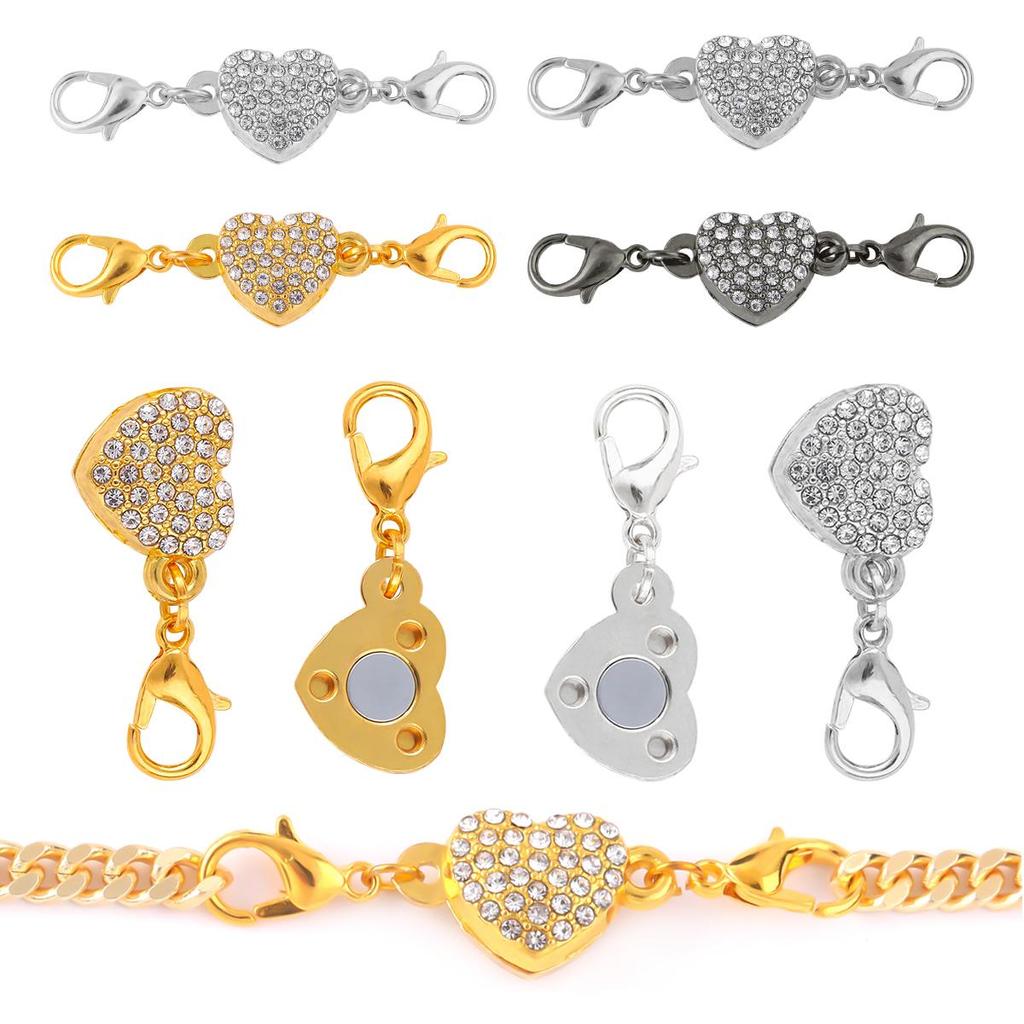 2 компл./сумка, сильные магнитные застежки в форме сердца, подходят для браслетов, ожерелья, застежки, соединители для изготовления ювелирных изделий