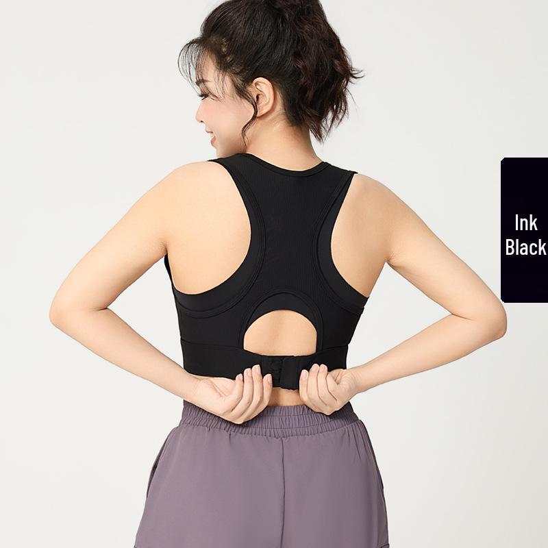 Спортивный бюстгальтер большого размера, ударопрочный, с гоночной спинкой и бретелями в два слоя