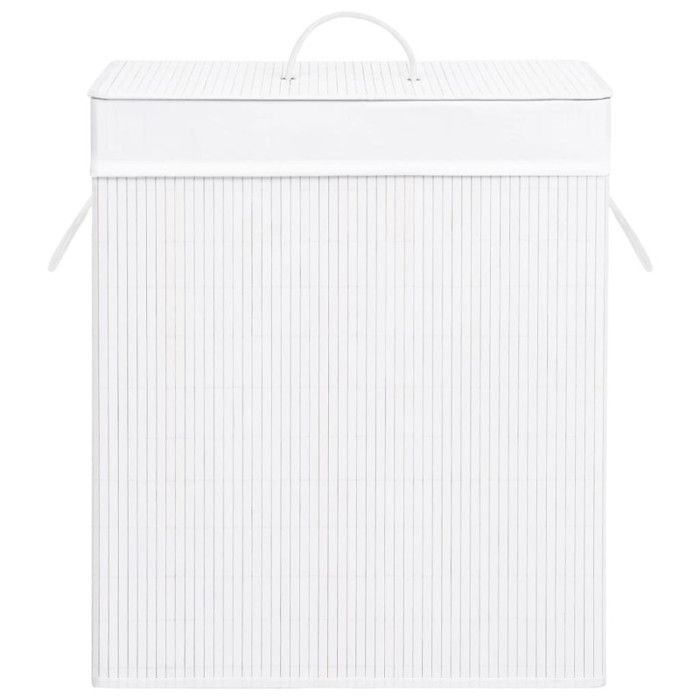 VidaXL Laundry Basket with 2 Sections White Bamboo 100 L 320744