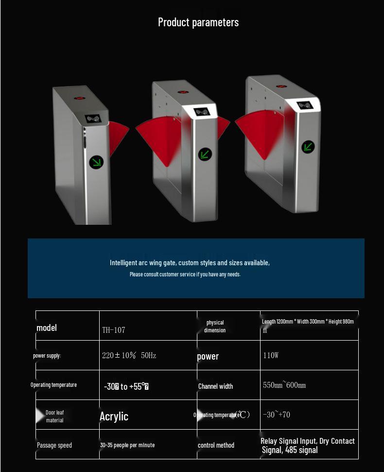 304 Stainless Steel Pedestrian Swing Gate with Facial Recognition Access Control