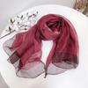 Double layer silk wool scarf Spring and Autumn Thin Pure Silk Neck Guard New Shawl Solid Color Wool Silk Scarf