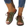 Summer Flat One-line Lace-up Shoes Large-sized Casual Slippers Roman Women's Sandals