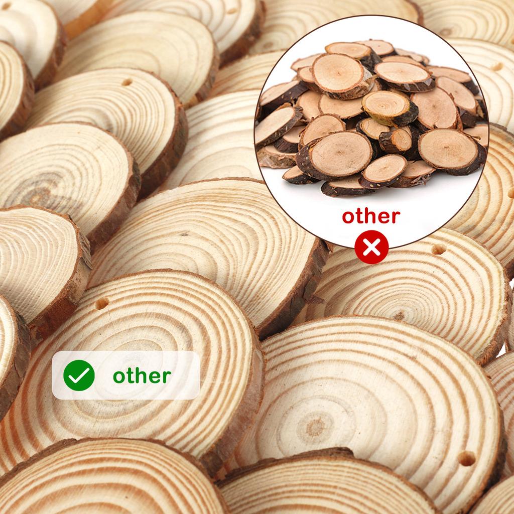 30/60Pcs Wood Slices With Tree Bark Natural Pine Round Unfinished Wood Slices Painting DIY Crafts for Wedding Christmas Decor