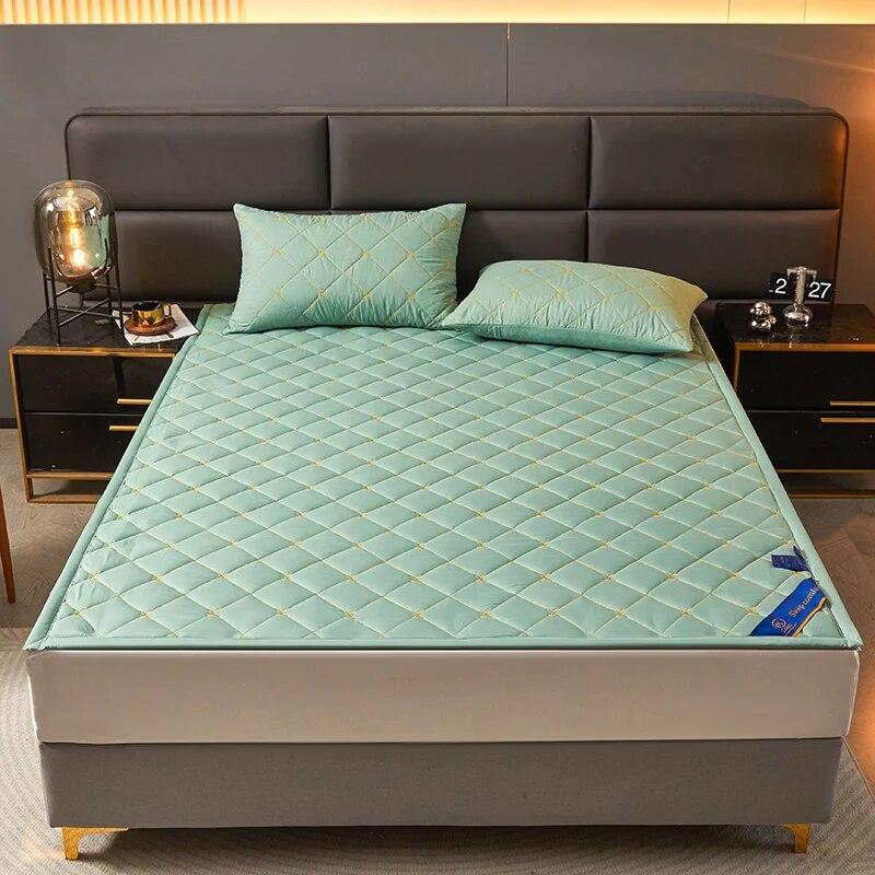 Однотонный стеганый наматрасник с вышивкой, утолщенный простынь, покрывало для спальни, отеля, мягкая подушка для кровати