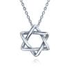 Classic and Delicate Religious Jewish Hanukkah Intertwined Magen Star of David Pendant Necklace for Women and Made of Sterling "A