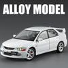 1:24 Mitsubishi EVO9 street car version alloy die-cast car imitating real sound and light retro collection ornaments boy toy