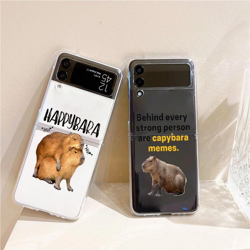 Милая мультяшная капибара Забавный Подарок Модный Чехол для Телефона Для Samsung Galaxy Z Flip 3 4 5 6 7 Жесткий Складной Z Flip4 PC Чехол Подарок
