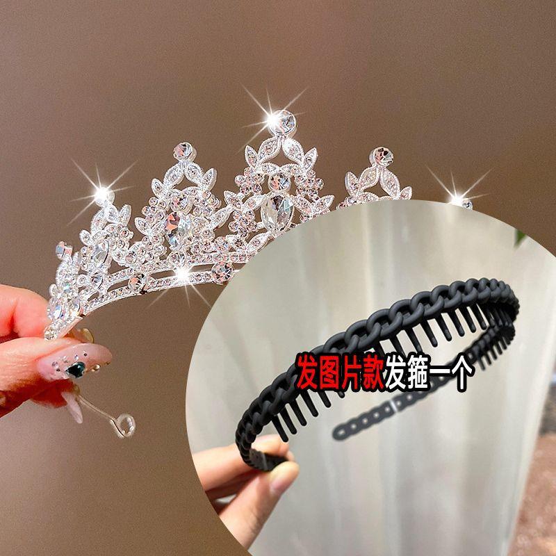 Детский головной убор в виде короны для маленькой принцессы, повязка на голову на день рождения для девочек, аксессуары для волос с кристаллами, подарок на день рождения