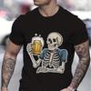Cheering Skeleton Beer Print Men T-shirt Creative Skull and Beers Graphic Classic Tops Beer Lover Gifts Funny Summer T-shirt Men