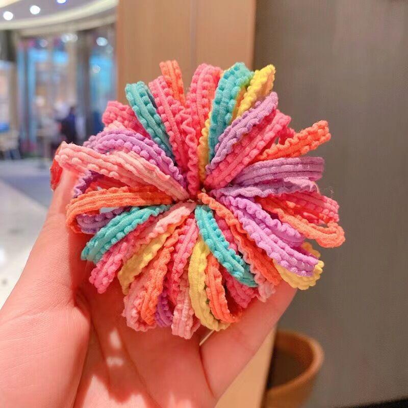 50 Pieces a Candy Color Seamless Headband Hair Circle Lace Small Leather Band Ins High Appearance Level Children's Headwear Hair Accessories
