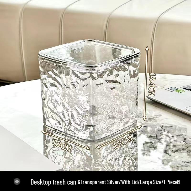 Compact Desktop Trash Bin with Lid, Press-Type Pop-Up Wastebasket for Kitchen, Dining, or Office Use