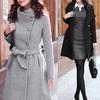 Womens Winter Lapel Wool Coat Trench Jacket Long Sleeve Overcoat Outwear
