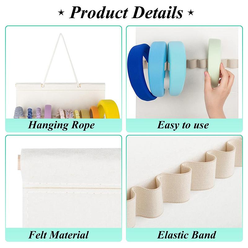 Hanging Wall Headband Holder For Women Girls Felt Headbands Organizer Hair Bow Storage Hairpins Hair Accessories Display Stand