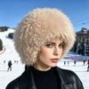 Thick Plush Faux Fur Winter Hat Polyester Curly Fur Hat Daily Fluffy Winter Cap  Outdoor Casual