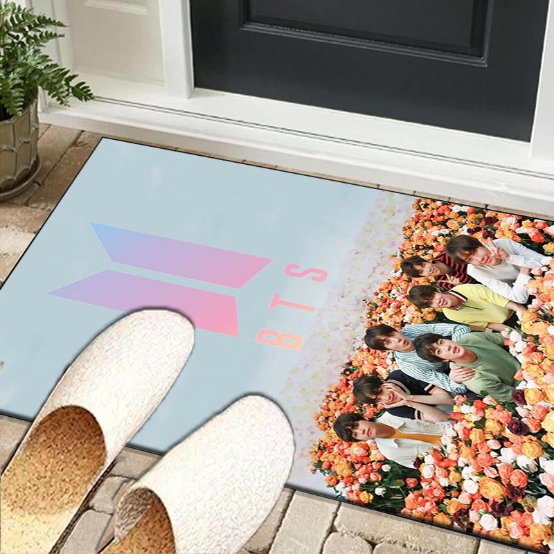 BT kpop Artwork Office Rug Chair Mat, Game Carpet, Suitable for Front Door, Bedroom, Living Room, Desk, Holiday Gift
