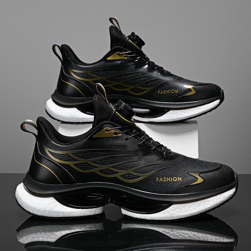 Мужские дышащие кроссовки на толстой подошве 2025 года с вращающейся кнопкой и амортизацией «попкорн»