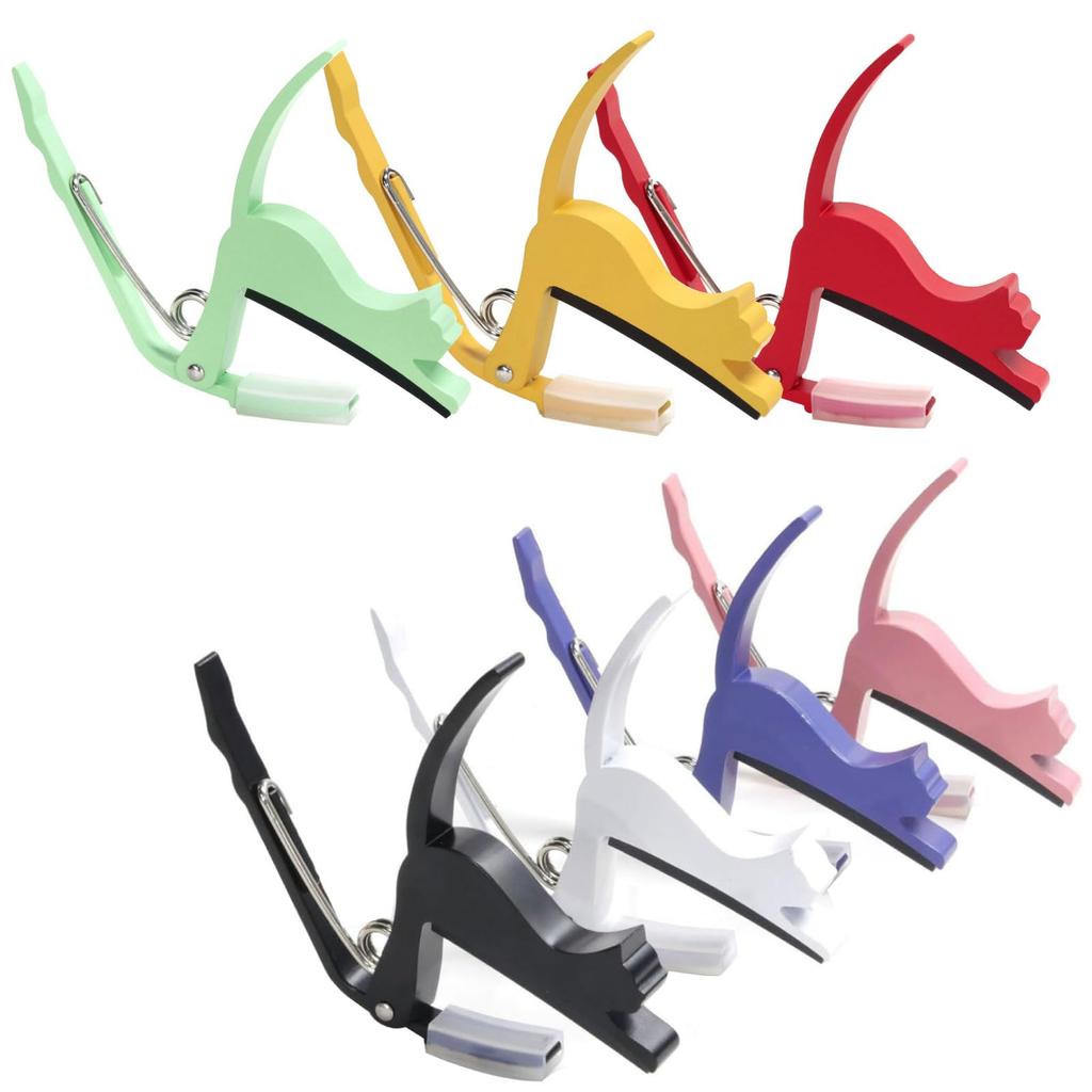 Kikutani Cat Guitar for Electric and Acoustic with the Ability To Borrow a Capo, GC-NEKO BLK, 6-string Guitars, Cat's Paw.