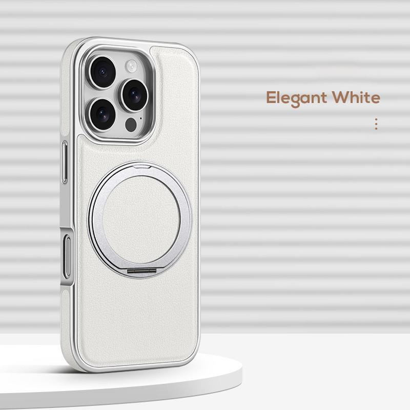 Для Magsafe Магнитный 360° Вращающийся Металлический Автомобильный Держатель Кольцо Однотонный Кожаный Чехол для Телефона Для iPhone 16 Pro Max 14 13 15 Pro Max