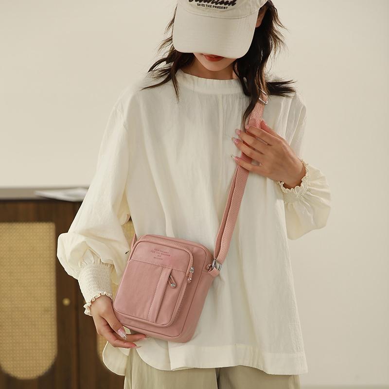 Сумка для мобильного телефона, женская мини-сумка через плечо, повседневная многослойная сумка на молнии, повседневная нейлоновая сумка для путешествий на открытом воздухе
