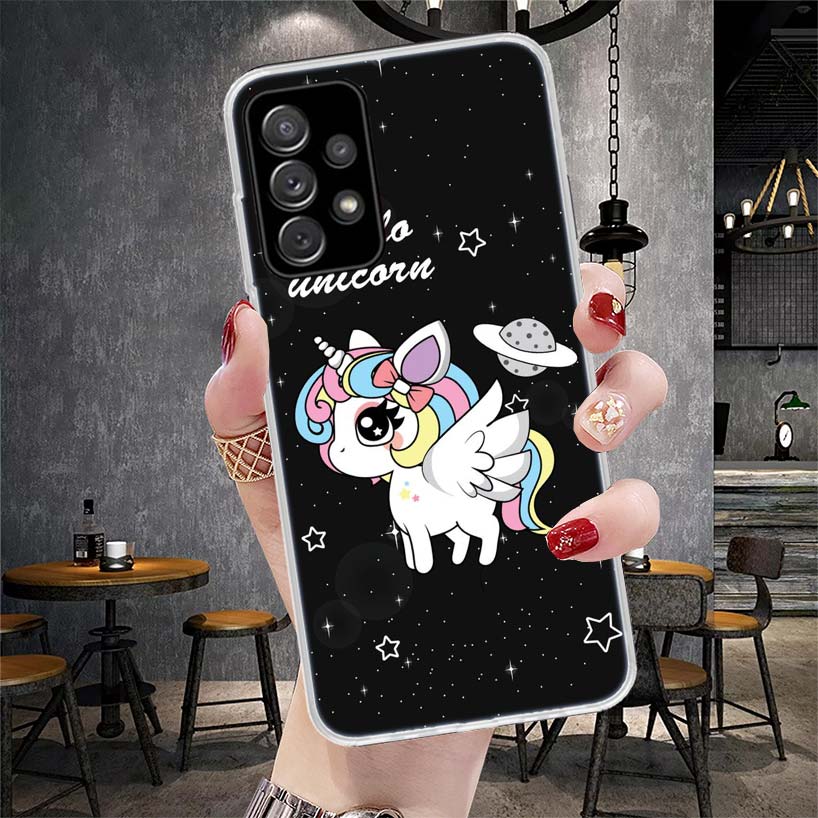 Pink Unicorn Rainbow Phone Case For Samsung Galaxy A12 A22 A32 A52 A72 A02S A51 A50S A71 A70 A31 A20S Note 20 Ultra S10 A10S Gal