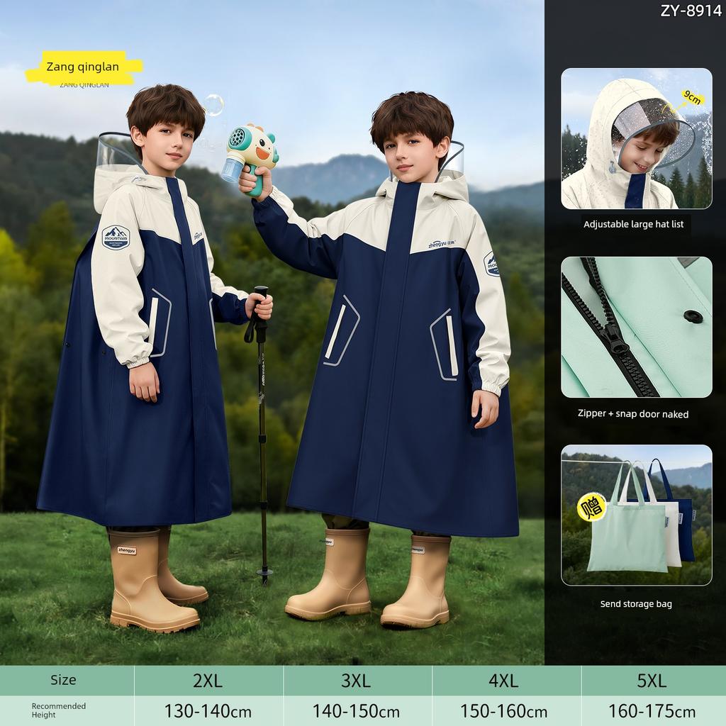 Children's Raincoat for Elementary School Students, Boys and Girls, 2026 Long Style Full-Body Rain Protection with Backpack Space