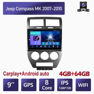 Автомобильный мультимедийный плеер Android 2 Din для Jeep Compass MK 2007-2010, головное устройство, стерео Carplay, GPS-навигация, BT, WIFI4 + 64 ГБ