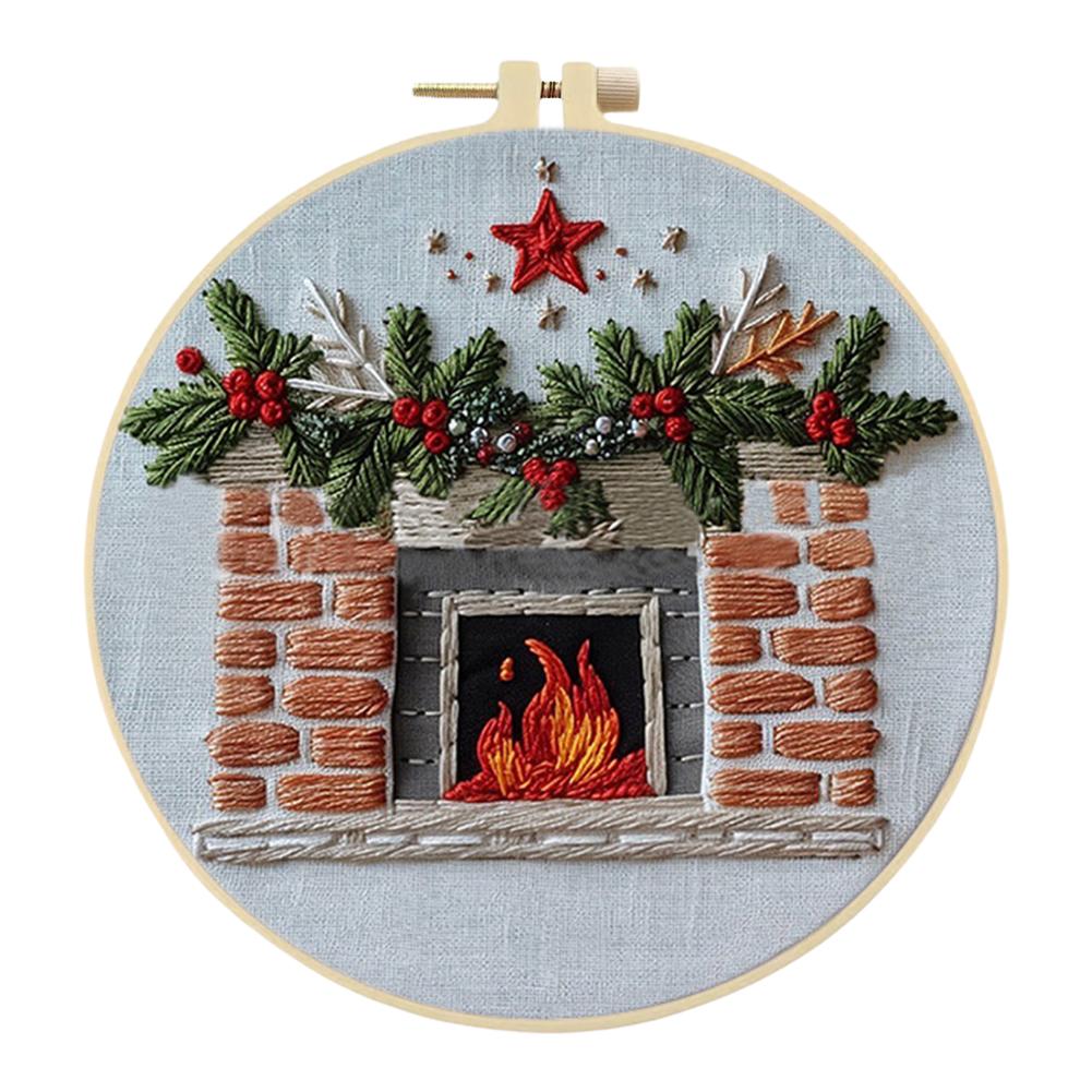 Winter Cotton Stamped Embroidery Cross Stitch DIY Starter Needlepoint Kit25x25cm