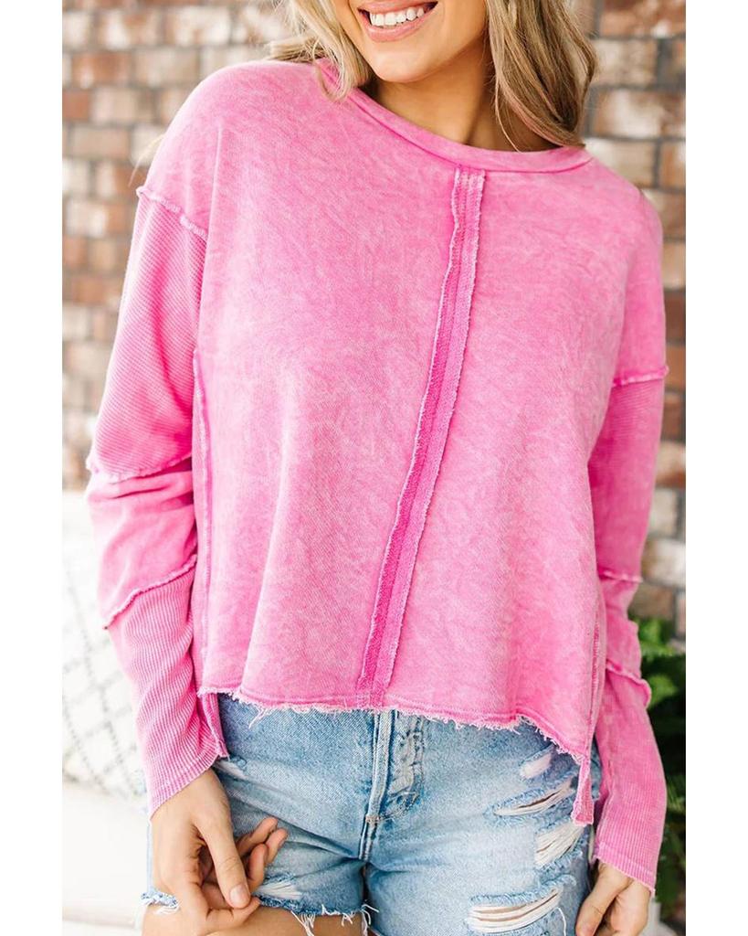 Azura Exchange High Low Raw Edge Sweatshirt