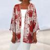Women's Casual Fashion Print Light Medium Long Coat Cardigan