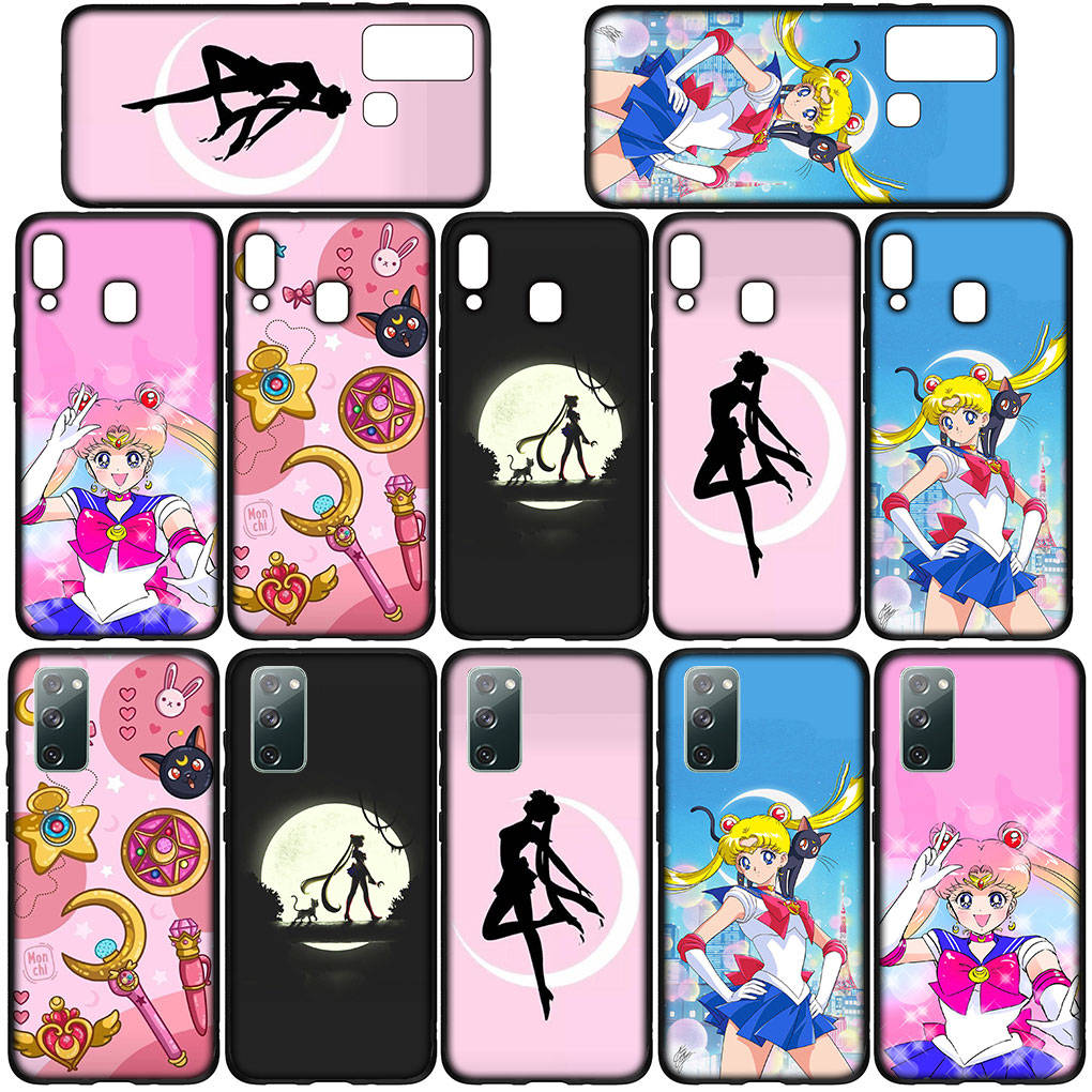 Чехол для iPhone 16 15 Xiaomi Redmi Note 14 13 12 11 Pro Max X 8 9 16e Samsung Galaxy S25 S24 S23 Moto A4 OPPO Huawei Sailor Anime Moon Cat Phone Case