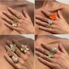 Baroque Imitation Pearl Retro Ring Design Sense Liquid Lava Flower Opening Ring
