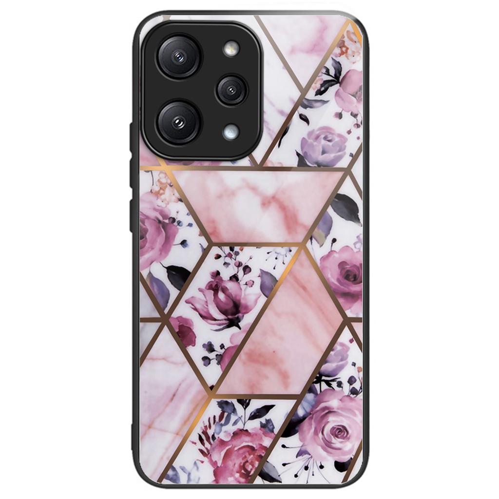 For Xiaomi Redmi 12 5G (Global)/Poco M6 Pro 5G Phone Case Marble Pattern Tempered Glass Back Cover