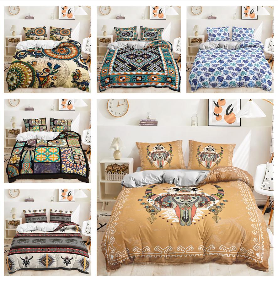 3D комплект постельного белья в богемном стиле с пуховым одеялом и наволочкой в ​​тропическом стиле из 2/3 кусочков ткани из микрофибры, украшение для дома в Австралии, Германии, США и Великобритании