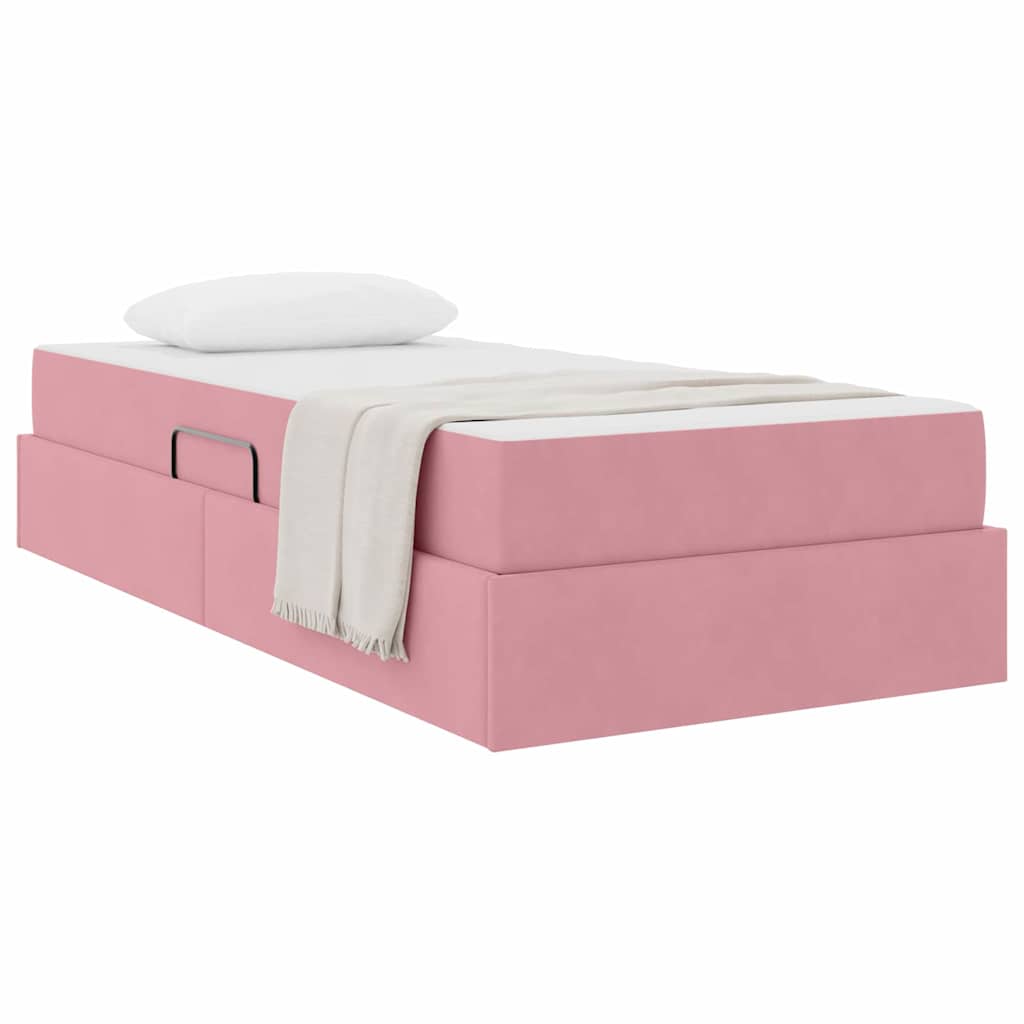 Storage Bed with Mattress Pink 90 x 190 cm Velvet