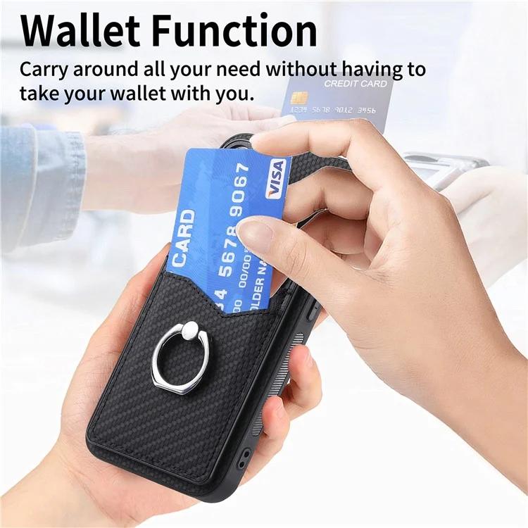 C1-8 For Samsung Galaxy A25 5G (Global) (161.0 x 76.5 x 8.3mm) Leather Case with Card Holder and Kickstand - Black