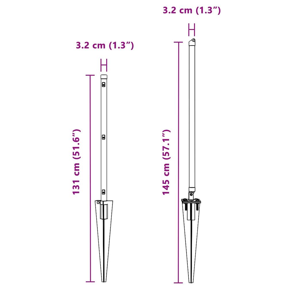 Fence Posts with Drive in Sleeve 52 Pcs Silver