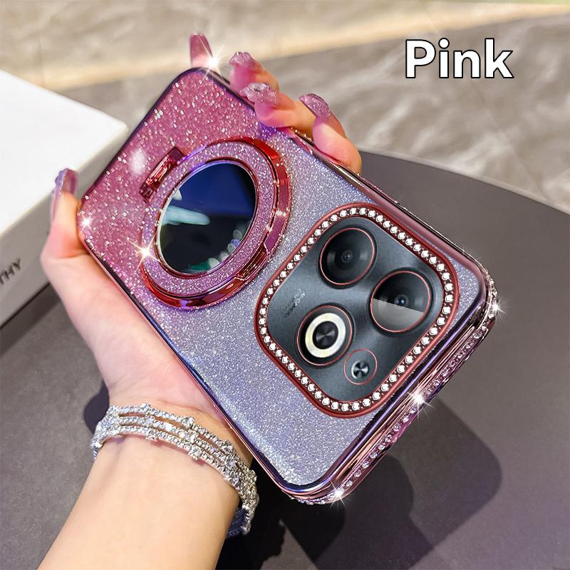 KEYSION Роскошный блестящий магнитный чехол с драгоценностями для телефона TECNO Spark Go 2023 20 20C Pop 8 с подставкой-зеркалом для макияжа, противоударный чехол