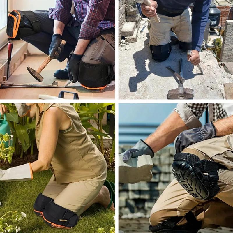 2 шт. наколенников для работы - Сверхмощные поддерживающие наколенники с гелевой подушкой и противоскользящими ремнями для строительства, укладки полов, садоводства