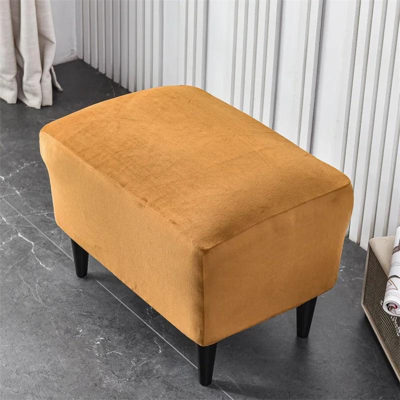 Cover Elastic Rectangle Stool Cover Sets All-Inclusive Footstool Furniture Guard Cover Sofa Furniture Footrest Slipcovers Velvet Ottoman