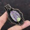 Пурпуритовый кулон, обернутый медной проволокой, кулон с драгоценным камнем, совершенно новый кулон, медная проволока, ювелирное изделие, подарок для женщин, антикварный кулон ручной работы