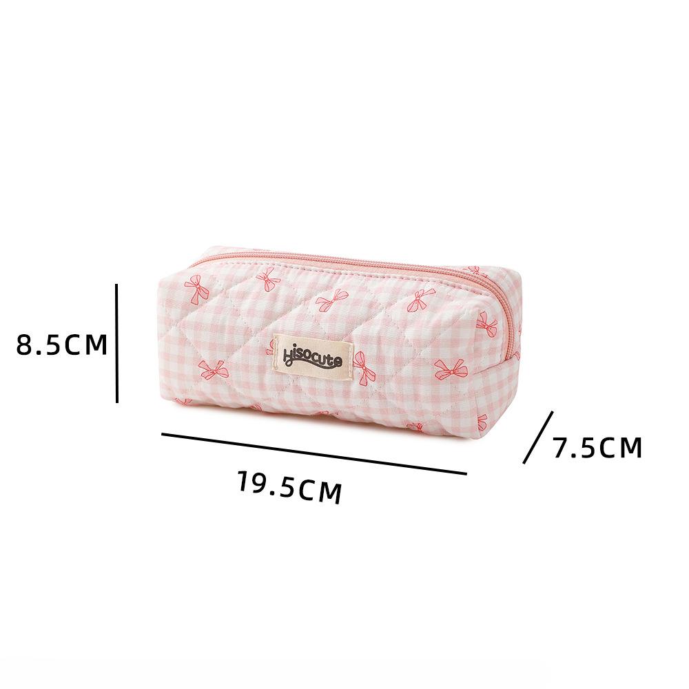 1 шт., милый студенческий пенал для девочек ярких цветов, клетчатая сумка-карандаш с кружевным бантом, мультяшная сумка для хранения канцелярских принадлежностей, школьные принадлежности