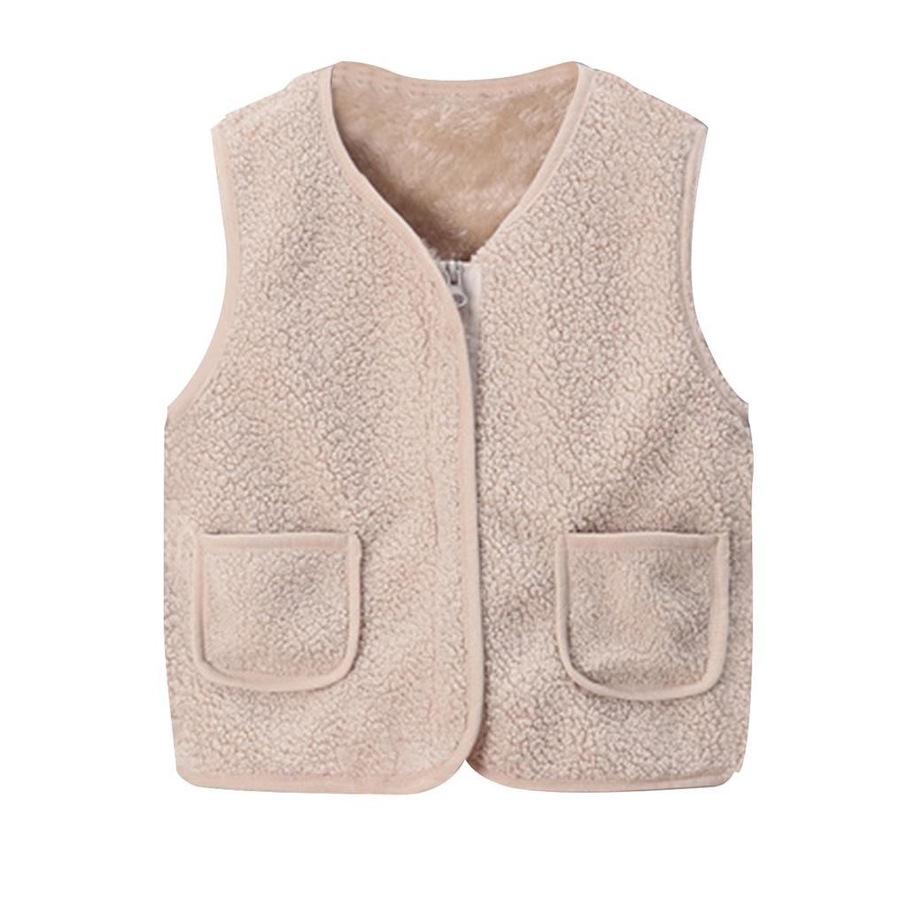 Winter Kids Vest Sleeveless Padded Horse Clip Outer Wear Lamb Wool Vests