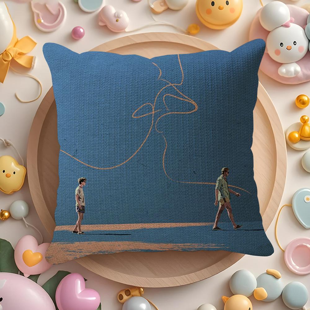 C-Call Me By Your Name Cushion Cover Summer Coolness Linen Fabric Double-Sided Printing Pillow Case Sofa Home Decor Gift